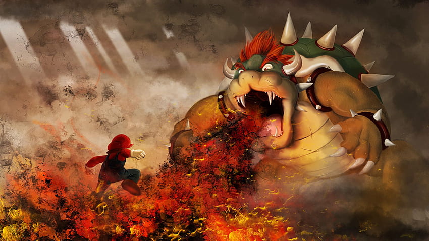 Mario fighting Bowswer