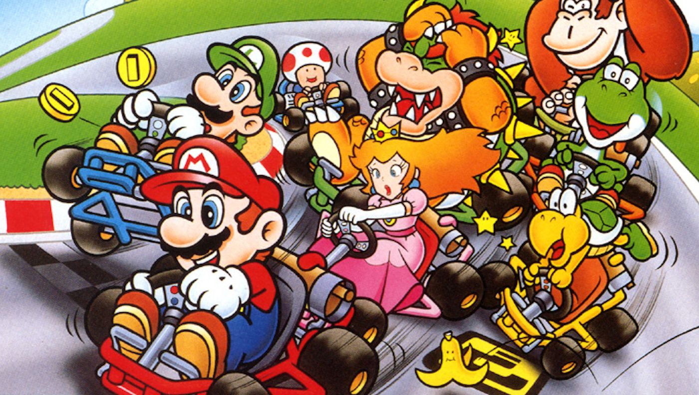 Mario Racing in a Kart